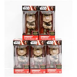 LOT OF 5 CHEWBACCA STAR WARS VINYL BOBBLE HEADS