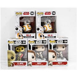 LOT OF 5 STAR WARS FUNKO POP VINYL FIGURES.