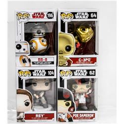 LOT OF 4 STAR WARS FUNKO POP VINYL FIGURES.