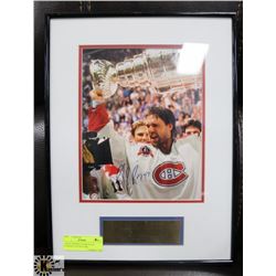 12"X16" SIGNED PATRICK ROY STANLEY CUP PICTURE.