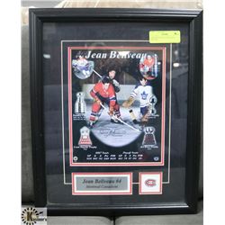 JEAN BELIVEAU SIGNED 18X14 PICTURE.