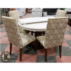 RUSTIC 2 TONED ROUND WOOD TABLE WITH 4 CHAIRS