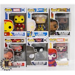 LOT OF 6 ASSORTED FUNKO POP VINYL FIGURES.