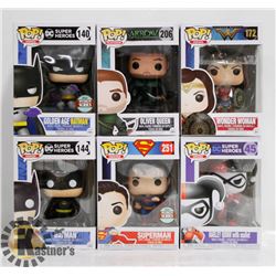 LOT OF 6 ASSORTED FUNKO POP VINYL FIGURES.