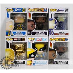 LOT OF 6 ASSORTED FUNKO POP VINYL FIGURES.