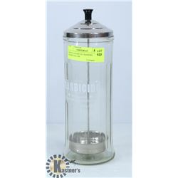 1964 GLASS/METAL BARBERS GERMICIDE JAR