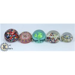 5 COLLECTORS GLASS, PAPERWEIGHTS -