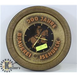 1970'S GERMAN BEER WALL CLOCK - BRAUREI ISENBECK