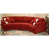 Image 1 : RED FABRIC APT SIZE SECTIONAL WITH ACCENT CUSHIONS