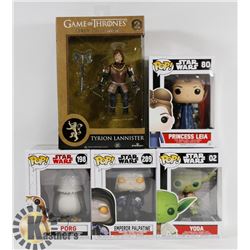 LOT OF 4 FUNKO POPS AND TYRION LANNISTER FIGURE