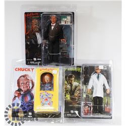 LOT OF 3 FIGURES - CHUCKY, FREDDY AND RE ANIMATOR-
