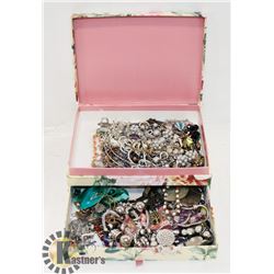 FLOWER JEWELRY CHEST FILLED WITH ASSORTED