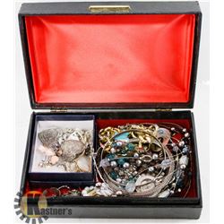 JEWELLERY BOX WITH CONTENTS LARGE VARIETY OF