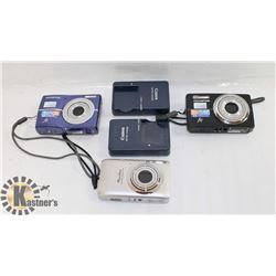 3 DIGITAL CAMERAS - WORKING , NO CHARGERS.