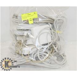 BAG WITH 6 APPLE LAPTOP CHARGERS.