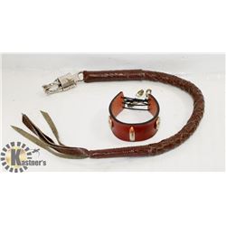 LOT WITH BIKER WHIP, WRIST BAND AND ARROW HEAD