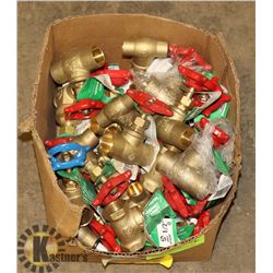 LARGE BOX OF BRASS VALVES VARIOUS SIZES