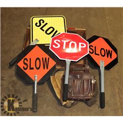 FLAT OF SAFETY SIGNS AND TOOL BELTS