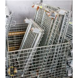 LOT OF 4 FOLDING METAL CRATES.