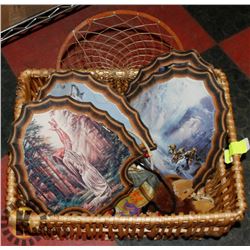 WICKER BASKET W/4 VINTAGE NATIVE