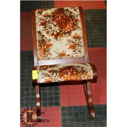 VINTAGE STUDDED FABRIC FOOD ROCKER.