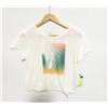 Image 1 : ROXY WOMEN'S CROP TOP GRAPHIC T-SHIRT. SIZE LARGE.
