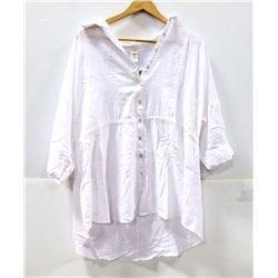 L*SPACE WOMEN'S WHITE 3/4 BUTTON UP SHIRT. SIZE X-SMALL.