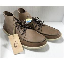 OLUKAI MEN'S BROWN LEATHER LACE UP SHOES SIZE 11.
