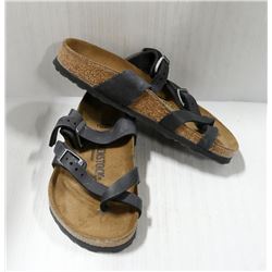 BIRKENSTOCKS BLACK LEATHER STRAP SANDALS LADIES 4.