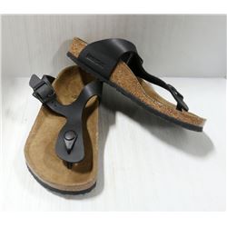 BIRKENSTOCKS BLACK LEATHER THONG SANDALS LADIES 1