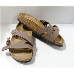 BIRKENSTOCKS BROWN LEATHER SANDALS LADIES SIZE 5.