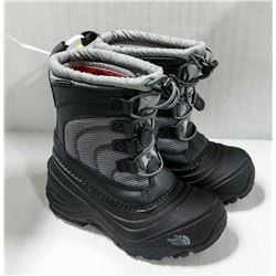 NORTHFACE BLACK AND GREY YOUTH WINTER BOOTS SIZE 12.