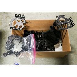 BOX OF ASSORTED SNOWBOARDING/SKI HARDWARE.