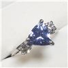 Image 2 : 14K White Gold Triangular Cut Tanzanite(1.6ct) Diamond (0.36Ct,Si-1,H-I) Ring (~Size 6) (~weight 3.3