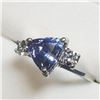 Image 3 : 14K White Gold Triangular Cut Tanzanite(1.6ct) Diamond (0.36Ct,Si-1,H-I) Ring (~Size 6) (~weight 3.3