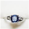 Image 1 : 14K White Gold Blue Sapphire(1.2ct) Diamond(0.08ct) Ring (~Size 6) (~weight 1.94g), Made in Canada, 