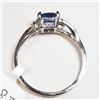 Image 4 : 14K White Gold Blue Sapphire(1.2ct) Diamond(0.08ct) Ring (~Size 6) (~weight 1.94g), Made in Canada, 