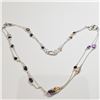 Image 1 : Silver Genuine Gemstone 32" Necklace (~weight 9.33g), Suggested Retail Value $300