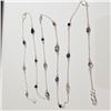 Image 3 : Silver Genuine Gemstone 32" Necklace (~weight 9.33g), Suggested Retail Value $300