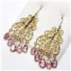 Image 3 : 18K Yellow Gold Natural Pink Sapphire(2.2ct) Earrings (~weight 3.49g), Made in Canada, Appraised Ret