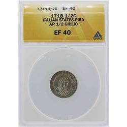 1718 Italian States-Pisa 1/2 Giulio Coin ANACS XF40