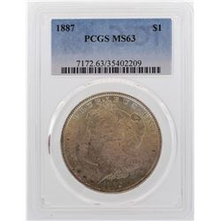 1887 $1 Morgan Silver Dollar Coin PCGS MS63 Amazing Toning