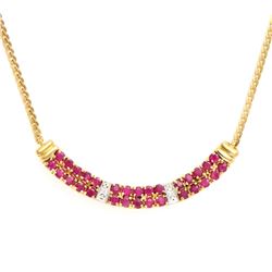 Plated 18KT Yellow Gold 2.25ctw Ruby and Diamond Pendant with Chain