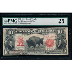 1901 $10 Bison Legal Tender Note PMG 25