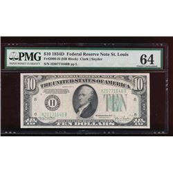 1934D $10 St Louis Federal Reserve Note PMG 64