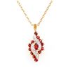 Image 1 : Plated 18KT Yellow Gold 1.16ctw Garnet and Diamond Pendant with Chain