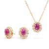 Image 1 : Plated 18KT Yellow Gold 2.80ctw Ruby and Diamond Pendant with Chain and Earrings