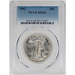 1942 Walking Liberty Half Dollar Coin PCGS MS64