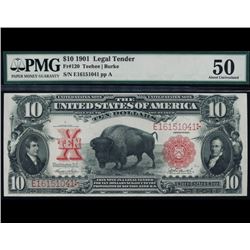 1901 $10 Bison Legal Tender Note PMG 50