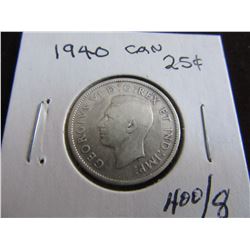 1940 CANADA SILVER QUARTER